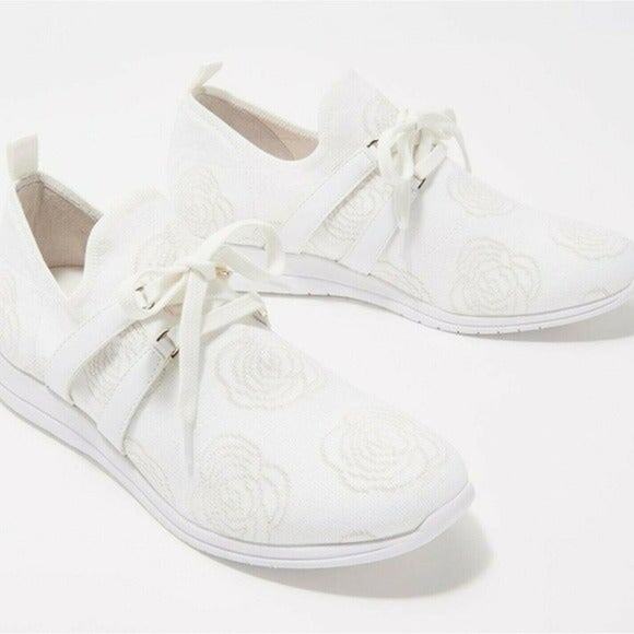 Isaac Mizrahi Live! Floral Stretch Fly Knit Sneaker Size 5.5 - Picture 1 of 11